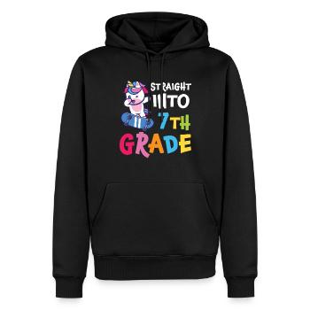 Straigt Into7th Grade Retro Groovy Frauen glücklich - Männer Premium Bio Hoodie - Schwarz - Vorne - Nico (187cm)