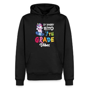 Straigt Into7th Grade Vibes Retro Groovy Frauen - Männer Premium Bio Hoodie - Schwarz - Vorne - Nico (187cm)