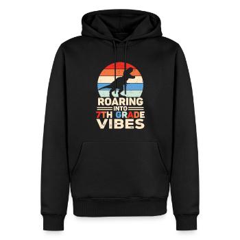 Roaring Into7th Grade vibes Retro Groovy Femmes - Sweat à capuche Premium bio Homme - noir - Devant - Nico (187cm)