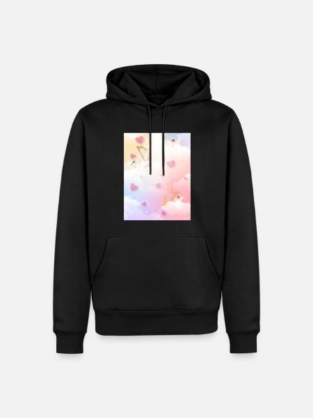 Angelcore Esthetische Hemel Angel Harpen - Mannen Premium Bio hoodie - zwart
