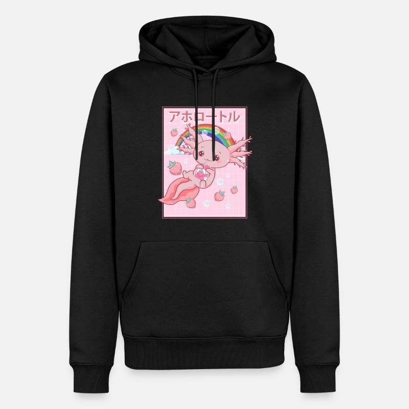 Kawaii Axolotl Erdbeermilch - Männer Premium Bio Hoodie - Schwarz