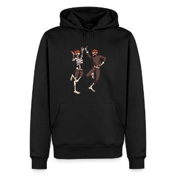 Beatnik Drôle Danse Squelette Rétro Vintage - Sweat à capuche Premium bio Homme - noir - Devant - Nico (187cm)
