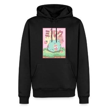 Zombiecore Ästhetischer Zombie Kawaii Frosch - Männer Premium Bio Hoodie - Schwarz - Vorne - Nico (187cm)