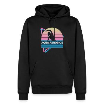 Aquagym Rétro - Sweat à capuche Premium bio Homme - noir - Devant - Nico (187cm)