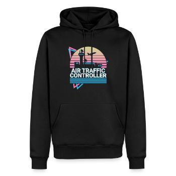 Contrôleur de la circulation aérienne ATC Flight Control Retro - Sweat à capuche Premium bio Homme - noir - Devant - Nico (187cm)