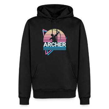 Archer Archery Retro - Men’s Premium Organic Hoodie - black - Front - Nico (187cm)