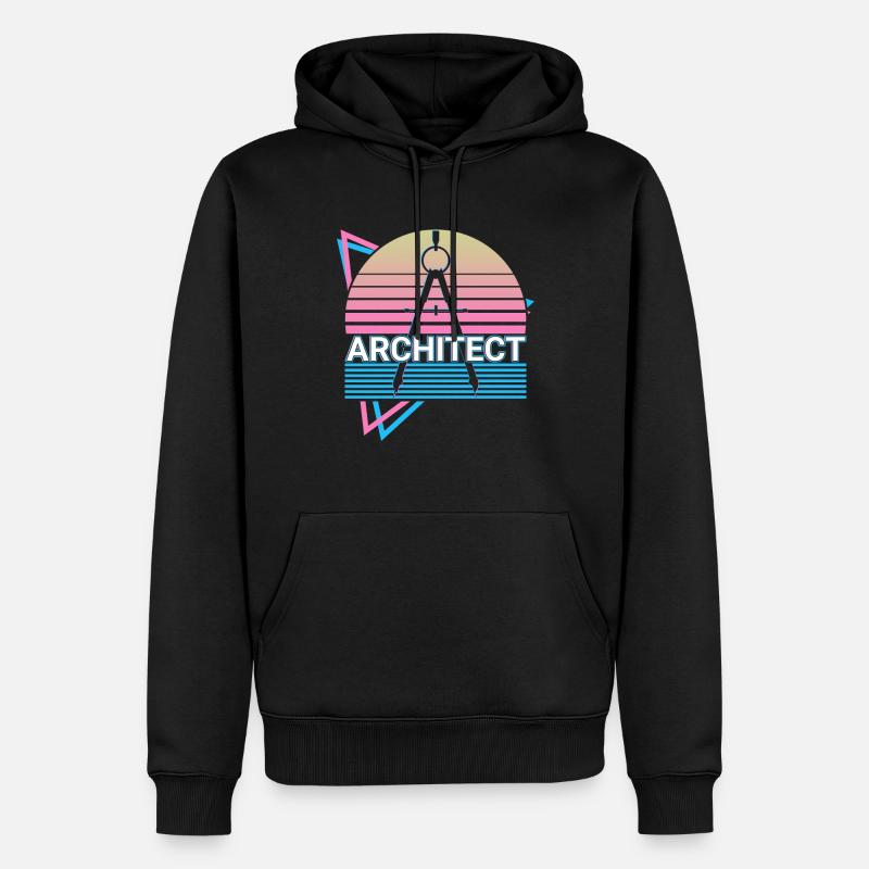Architecte Architecture Rétro - Sweat à capuche Premium bio Homme - noir