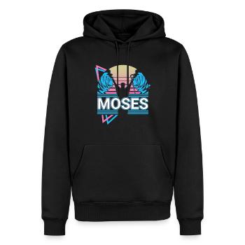 Moïse Prophète Juif Christianisme R - Sweat à capuche Premium bio Homme - noir - Devant - Nico (187cm)