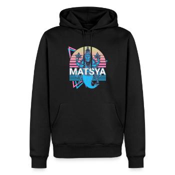 Matsya Mythologie Hindoue Rétro - Sweat à capuche Premium bio Homme - noir - Devant - Nico (187cm)