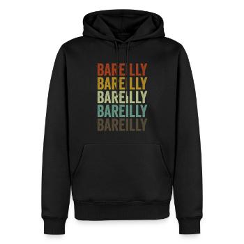 Bareilly India Rétro Vintage - Sweat à capuche Premium bio Homme - noir - Devant - Nico (187cm)