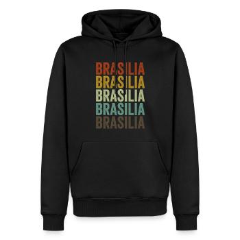 Brasilia Brésil Rétro Vintage - Sweat à capuche Premium bio Homme - noir - Devant - Nico (187cm)