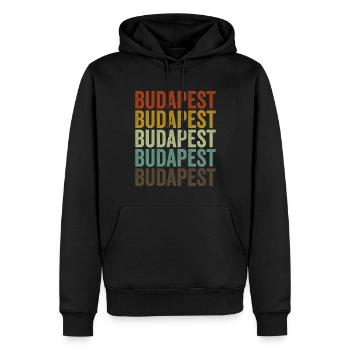 Budapest Hongrie Rétro Vintage - Sweat à capuche Premium bio Homme - noir - Devant - Nico (187cm)