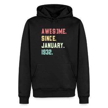 Génial depuis janvier 1932 - Sweat à capuche Premium bio Homme - noir - Devant - Nico (187cm)