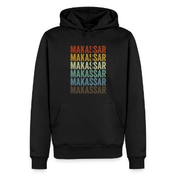 Makassar Indonésie Rétro Vintage - Sweat à capuche Premium bio Homme - noir - Devant - Nico (187cm)