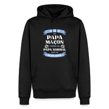 papa maçon humour maçonnerie homme cadeau drole - Sweat à capuche Premium bio Homme - noir - Devant - Nico (187cm)
