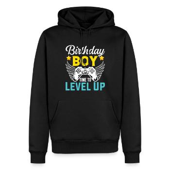 Birthday Boy Il est temps de monter de niveau En ce qui concerne l’anniversaire du jeu vidéo - Sweat à capuche Premium bio Homme - noir - Devant - Nico (187cm)