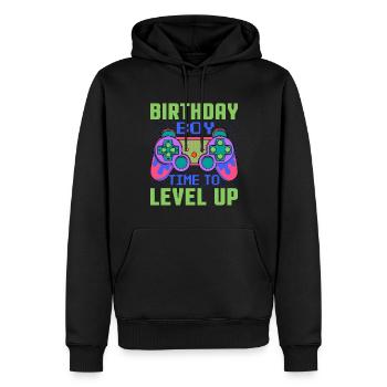 Birthday Boy Il est temps de monter de niveau En ce qui concerne l’anniversaire du jeu vidéo - Sweat à capuche Premium bio Homme - noir - Devant - Nico (187cm)