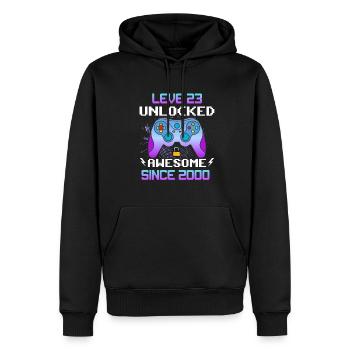 Level 23 Freigeschaltet Awesome seit 2000 Funny Gamer - Männer Premium Bio Hoodie - Schwarz - Vorne - Nico (187cm)