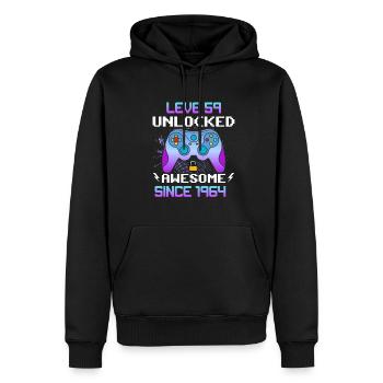 Niveau 59 Débloqué Génial depuis 1964 Funny Gamer - Sweat à capuche Premium bio Homme - noir - Devant - Nico (187cm)