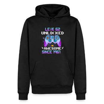 Niveau 62 Débloqué Génial depuis 1961 Funny Gamer - Sweat à capuche Premium bio Homme - noir - Devant - Nico (187cm)
