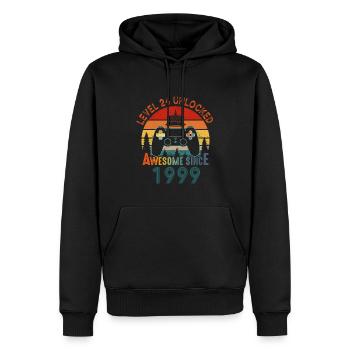 Level 24 Freigeschaltet Awesome seit 1999 Funny Gamer - Männer Premium Bio Hoodie - Schwarz - Vorne - Nico (187cm)