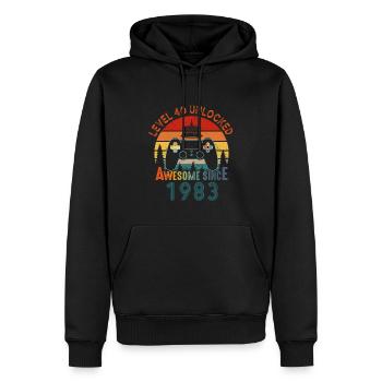 Level 40 Unlocked Awesome Since 1983 Funny Gamer - Men’s Premium Organic Hoodie - black - Front - Nico (187cm)