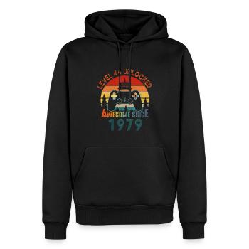 Level 44 Freigeschaltet Awesome seit 1979 Funny Gamer - Männer Premium Bio Hoodie - Schwarz - Vorne - Nico (187cm)