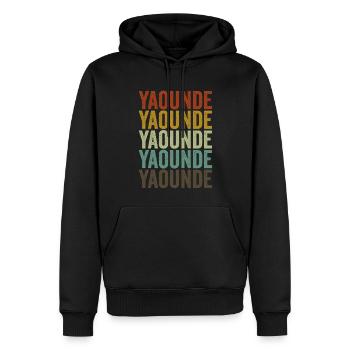 Yaoundé Cameroun Rétro Vintage - Sweat à capuche Premium bio Homme - noir - Devant - Nico (187cm)
