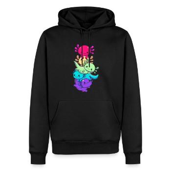 Subtle Gay Pride Flag Kawaii Axolotl LGBTQ - Männer Premium Bio Hoodie - Schwarz - Vorne - Nico (187cm)