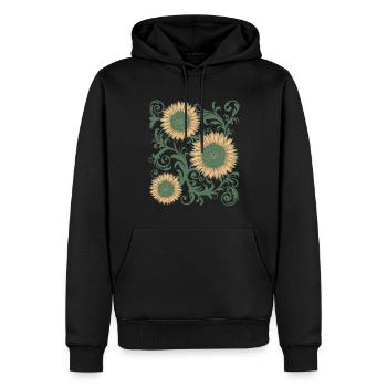 Baroque Esthétique Tournesol Motif Dark Academia - Sweat à capuche Premium bio Homme - noir - Devant - Nico (187cm)