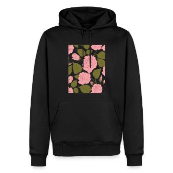 Esthétique Rose Motif Floral Baroque - Sweat à capuche Premium bio Homme - noir - Devant - Nico (187cm)