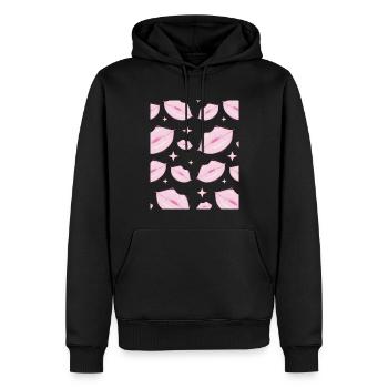 Coquette Esthétique Pink Kisses Rouge à lèvres Centre-ville - Sweat à capuche Premium bio Homme - noir - Devant - Nico (187cm)