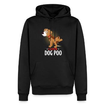 J’adore le caca de chien - Sweat à capuche Premium bio Homme - noir - Devant - Nico (187cm)