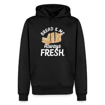 Funny bread baker - Men’s Premium Organic Hoodie - black - Front - Nico (187cm)