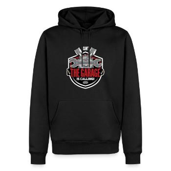 Ich kann nicht meine Garage ruft mich - Männer Premium Bio Hoodie - Schwarz - Vorne - Nico (187cm)