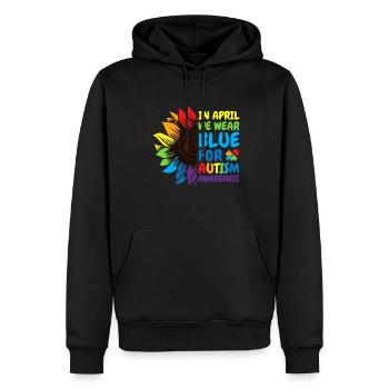 Autismus-Bewusstsein Sonnenblume - Männer Premium Bio Hoodie - Schwarz - Vorne - Nico (187cm)