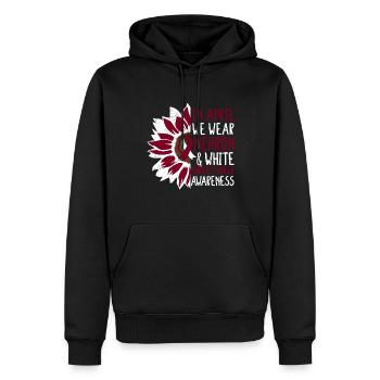 Tournesol de sensibilisation au cancer du larynx - Sweat à capuche Premium bio Homme - noir - Devant - Nico (187cm)