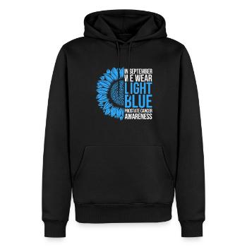 Prostate Cancer Awareness Sunflower - Men’s Premium Organic Hoodie - black - Front - Nico (187cm)
