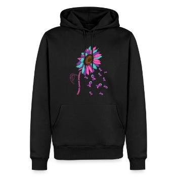 Thyriod Cancer Awareness Sonnenblume - Männer Premium Bio Hoodie - Schwarz - Vorne - Nico (187cm)