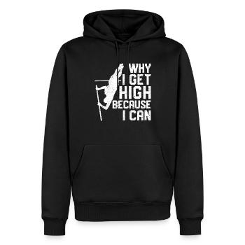 Saut à la perche amusant Saut à la perche - Sweat à capuche Premium bio Homme - noir - Devant - Nico (187cm)