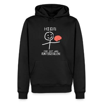 Hier! Du hast etwas fallen gelassen! - Männer Premium Bio Hoodie - Schwarz - Vorne - Nico (187cm)
