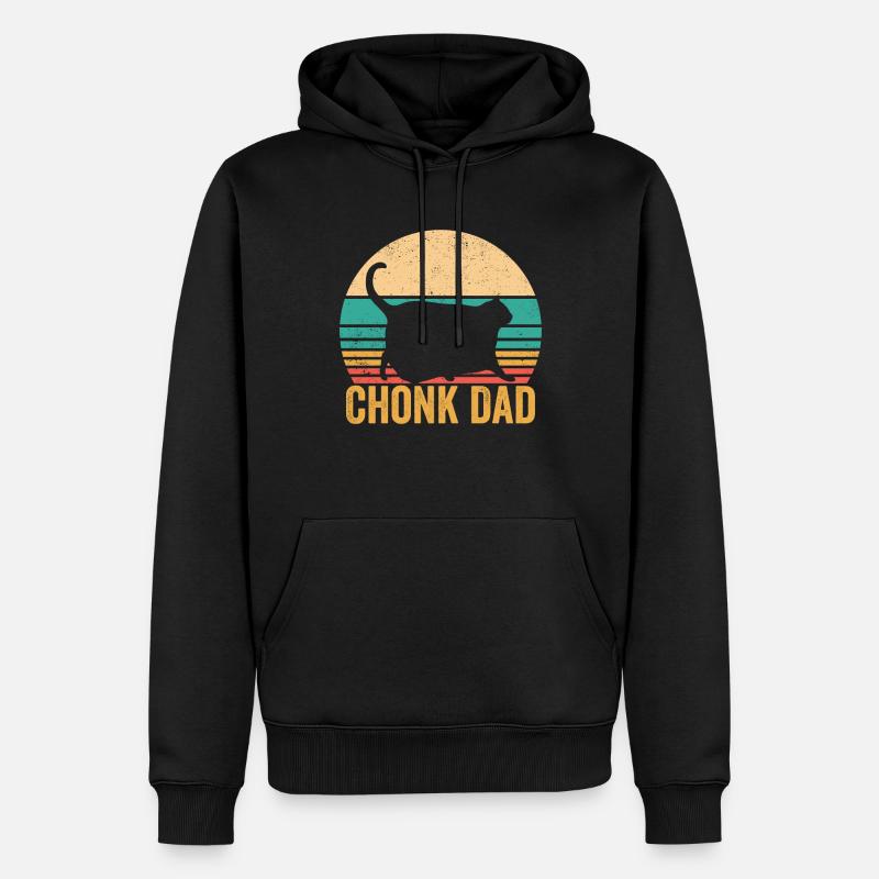 Chonk Meme Chat Chonk Papa - Sweat à capuche Premium bio Homme - noir