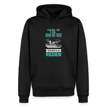 Witziger Handwerker Spruch - Männer Premium Bio Hoodie - Schwarz - Vorne - Nico (187cm)