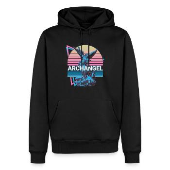 Erzengel Michael Sankt Michael Retro - Männer Premium Bio Hoodie - Schwarz - Vorne - Nico (187cm)