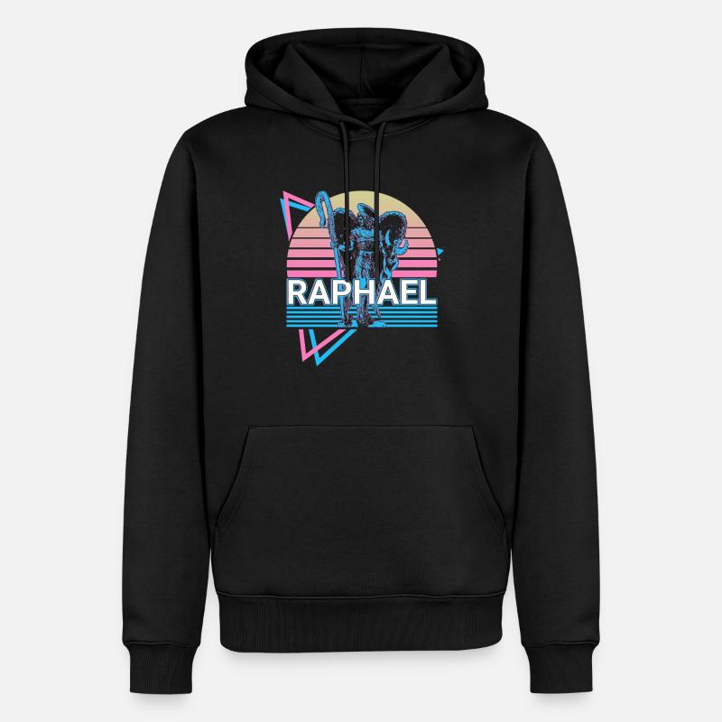Raffaello Arcangelo Retro - Felpa con cappuccio ecologica premium da uomo - nero