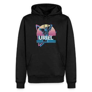 Uriel Archange Rétro - Sweat à capuche Premium bio Homme - noir - Devant - Nico (187cm)
