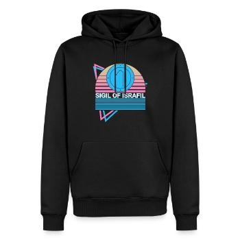 Sceau d’Israfil Archange Sceau Rétro - Sweat à capuche Premium bio Homme - noir - Devant - Nico (187cm)