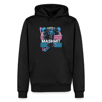 Mashḥit Ange destructeur rétro - Sweat à capuche Premium bio Homme - noir - Devant - Nico (187cm)