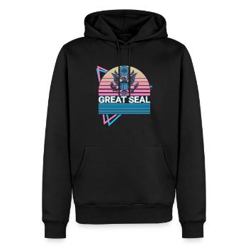 Large seal retro - Men’s Premium Organic Hoodie - black - Front - Nico (187cm)