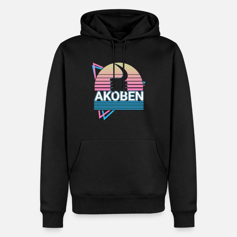 Akoben Wachsamkeit Retro - Männer Premium Bio Hoodie - Schwarz